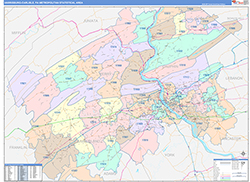 Harrisburg-Carlisle Metro Area Wall Map Color Cast Style 2026